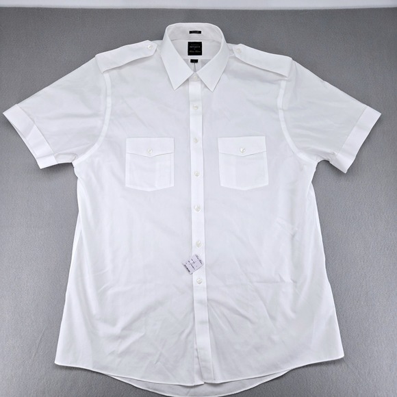 Brooks Brothers Exclusively For NetJets Pilot Shirt White Short Sleeve 17.5 NWT